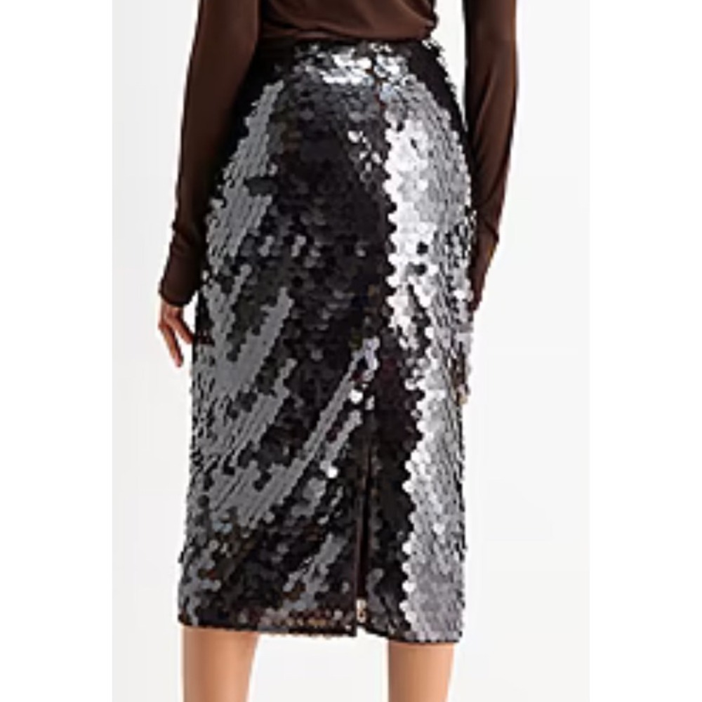 Worthington‎ Petite Sequin Midi Pencil Skirt Hot Fudge Brown 2P New